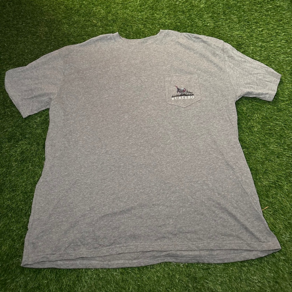 Burlebo Mens XL Gray Short Sleeve Pocket T-Shirt Turkey Live Wild Graphic Tee - Picture 1 of 9